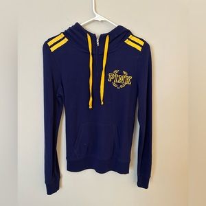 VS PINK Blue and Yellow-Gold Hoodie Like New - XS